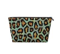 Stampa animalier chic leopardo verde acqua, Borsa da toilette Borsa per trucco Borsa per cosmetici Borsa da toilette da viaggio portatile