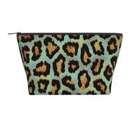 Stampa animalier chic leopardo verde acqua, Borsa da toilette Borsa per trucco Borsa per cosmetici Borsa da toilette da viaggio portatile