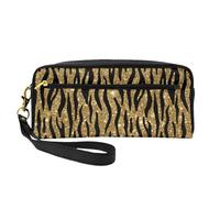 Stampa animalier glitter oro, Borsa per il trucco Borsa per cosmetici Borsa da viaggio portatile da toilette Astuccio in pelle per donne e ragazze