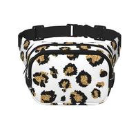 Stampa animalier leopardata nera con glitter oro, Marsupio quadrato a doppio strato, borsa da viaggio, marsupio casual