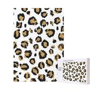 Stampa animalier leopardata nera con glitter oro,Puzzle in legno da 300 pezzi per adulti e adolescenti