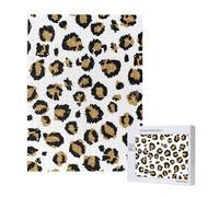 Stampa animalier leopardata nera con glitter oro,Puzzle in legno da 500 pezzi per adulti e adolescenti