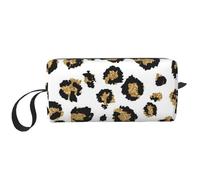 Stampa animalier leopardo nero glitter oro, Borsa per il trucco Borsa per cosmetici Borsa da toilette da viaggio portatile Borsa per trucco Organizer