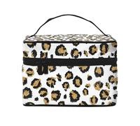 Stampa animalier leopardo nero glitter oro, Borsa per il trucco Borsa per cosmetici Borsa da toilette da viaggio portatile Astuccio per matite Astuccio da toilette