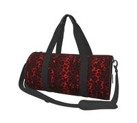 Stampa animalier leopardo rosso scuro, Borsone da viaggio di grande capacità Borsa rotonda Borsa da viaggio sportiva Borsa da viaggio Borsa da fitness