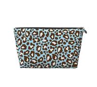 Stampa animalier maculata leopardo blu e marrone, Borsa da toilette Borsa per trucco Borsa per cosmetici Borsa da toilette da viaggio portatile