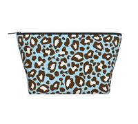 Stampa animalier maculata leopardo blu e marrone, Borsa da toilette Borsa per trucco Borsa per cosmetici Borsa da toilette da viaggio portatile