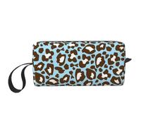 Stampa animalier maculata leopardo blu e marrone, Borsa per il trucco Borsa per cosmetici Borsa da toilette da viaggio portatile Borsa per trucco Organizer