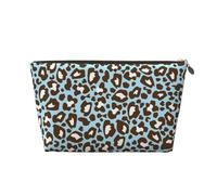 Stampa animalier maculata leopardo blu e marrone, Borsa per il trucco Borsa per cosmetici Borsa da toilette da viaggio portatile Borsa da toilette