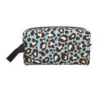 Stampa animalier maculata leopardo blu e marrone, Borsa per il trucco Borsa per cosmetici Borsa da viaggio portatile da viaggio Borsa per trucco Organizer
