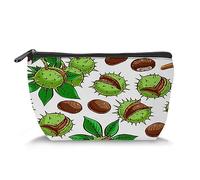 Stampa animalier, organizzatore di trucco in pelle, tartarughe e granchi da nuoto tropicale, borsetta, borsa da toeletta, custodia impermeabile per trucco, giallo arancione, S, Verde Marrone_2, Taglia