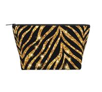 Stampa animalier zebrata dorata, Borsa da toilette Borsa per trucco Borsa per cosmetici Borsa da toilette da viaggio portatile