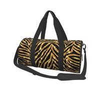 Stampa animalier zebrata dorata, Borsone da viaggio di grande capacità Borsa rotonda Borsa da viaggio sportiva Borsa da viaggio Borsa da fitness