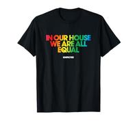 Stampa arcobaleno Defected In Our House We Are All Equal Maglietta