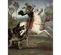 STAMPA ARTE-su-opaco-carta-220gr- San Giorgio Combattendo Il Drago Raffaello - Animali verticale Immagine animali cavalli fantasia figure religione e spirito Belle Arti Pri 25_X_20_in
