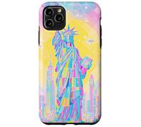 Stampa artistica a mosaico pastello della Statua della Libertà con farfalle a Custodia per iPhone 11 Pro Max