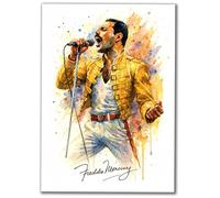 Stampa artistica classica ad acquerello di Freddie Mercury, formato A4, giacca gialla, poster leggenda musicale, decorazione da parete Splash Art