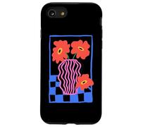 Stampa artistica con fiori rossi luminosi in vaso rosa Custodia per iPhone SE (2020) / 7 / 8