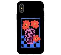 Stampa artistica con fiori rossi luminosi in vaso rosa Custodia per iPhone X/XS