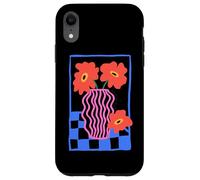 Stampa artistica con fiori rossi luminosi in vaso rosa Custodia per iPhone XR
