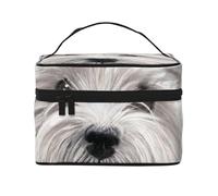 Stampa artistica con simpatico cane West Highland Terrier, borsa da viaggio per il trucco da donna, grande organizer per cosmetici.