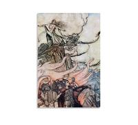 Stampa artistica da appendere alla parete di Arthur Rackham Siegfried Leaving Brünnhilde, illustrazione di Richard Wagner, decorazione per camera da letto, regalo, senza cornice, 30 x 45 cm