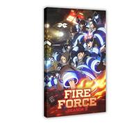 Stampa artistica da parete a tema anime Fire Force 28, decorazione artistica da parete per soggiorno e camera da letto, con cornice, 60 x 90 cm