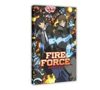 Stampa artistica da parete a tema anime Fire Force 31, decorazione artistica da parete per soggiorno e camera da letto, con cornice, 40 x 60 cm