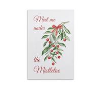Stampa artistica da parete classica su tela con motivo natalizio Meet Me Under The Mistletoe, per soggiorno, camera da letto, bagno, ufficio, casa, 30 x 45 cm