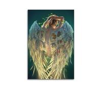 Stampa artistica da parete con ali botaniche, stampa intricata, poster fantasy, stravagante, su tela, decorazione da appendere moderna (50 x 75 cm)
