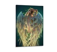 Stampa artistica da parete con ali botaniche, stampa intricata, poster fantasy, stravagante, su tela, decorazione artistica da appendere moderna, poster 40 x 60 cm