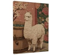Stampa artistica da parete con alpaca primaverile, decorazione floreale su tela, stampa vintage con animali per soggiorno, camera da letto, bagno, estetica della casa, 40,6 x 50,8 cm
