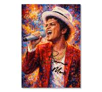 Stampa artistica da parete con autografo di Bruno Mars, edizione limitata, idea regalo per fan, memorabilia da collezione (A3 senza cornice)