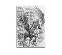 Stampa artistica da parete con cavallo alato, poster fantasy, stampa artistica su tela, stampa artistica da parete moderna, poster decorativo da appendere, 20 x 30 cm