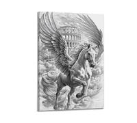 Stampa artistica da parete con cavallo alato, poster fantasy, stampa artistica su tela, stampa artistica da parete moderna, poster decorativo da appendere, 40 x 60 cm