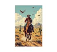 Stampa artistica da parete con cowboy che cavalca il deserto, stampa artistica da parete per soggiorno e camera da letto, 30 x 45 cm