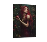 Stampa artistica da parete con donna con melograno, poster con frutta, poster mistico su tela, poster decorativo da parete su tela e stampa artistica moderna per la camera da letto, poster 50 x 76 cm