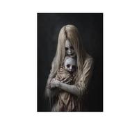 Stampa artistica da parete con fantasma femminile gotico che tiene un fantasma bambino, decorazione artistica da parete per soggiorno e camera da letto (50 x 75 cm)