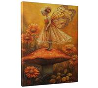 Stampa artistica da parete con fata autunnale, stampa su tela con farfalle gialle arancioni, decorazione per la casa fantasy per soggiorno, camera da letto, senza cornice, 40,6 x 50