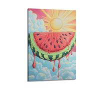 Stampa artistica da parete con fetta di anguria nel cielo, poster con frutta, poster su tela unico, poster decorativo da parete su tela e stampa artistica moderna per la camera da letto, poster