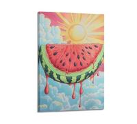 Stampa artistica da parete con fetta di anguria nel cielo, poster con frutta, stampa artistica su tela, decorazione da parete moderna da appendere, 20 x 30 cm