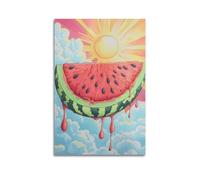 Stampa artistica da parete con fetta di anguria nel cielo, poster con frutta, stampa artistica su tela, decorazione da parete moderna da appendere, 20 x 30 cm