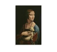 Stampa artistica da parete con immagine di Leonardo da Vinci, stampa artistica da parete con dama con l'ermellino - Opere d'arte moderna per la casa, 20 x 30 cm