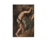 Stampa artistica da parete con immagine mitologica della Grecia antica Sisifo che spinge una roccia su una collina, poster su tela, decorazione da parete, decorazione moderna, 20 x 30 cm