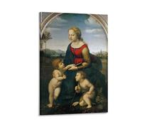 Stampa artistica da parete con Madonna con bambino e il giovane San Giovanni Raffaello, poster su tela, 24 x 3 cm
