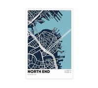 Stampa artistica da parete con mappa di Boston, Massachusetts, quartiere del North End, decorazione artistica da parete per soggiorno e camera da letto, 50 x 75 cm