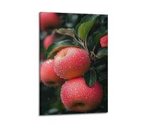 Stampa artistica da parete con mele con gocce di rugiada, poster con frutta, immagine su tela rinfrescante, decorazione naturale per soggiorno, camera da letto, cucina, poster decorativo da parete su