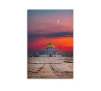 Stampa artistica da parete con moschea al tramonto, stampa drammatica, poster di architettura, splendida tela artistica da parete, decorazione moderna da appendere, 50 x 75 cm