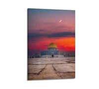 Stampa artistica da parete con moschea al tramonto, stampa drammatica, poster di architettura, splendida tela artistica da parete, decorazione moderna da appendere, 50 x 75 cm