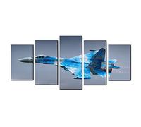 Stampa artistica da parete con motivo mimetico blu Sukhoi Su-27 Twin-engine Fighter Aircraft per la camera dei ragazzi, stampa su tela, poster con stampe a olio per soggiorno, decorazioni per la casa,